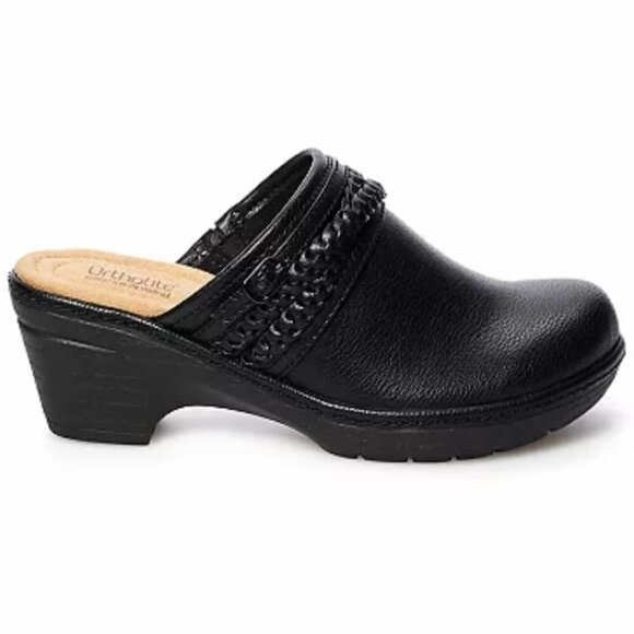 Croft & Barrow SZ 8.5 W Brown Faux Leather Clogs Othrolite Comfort Non-slip work - Picture 8 of 8